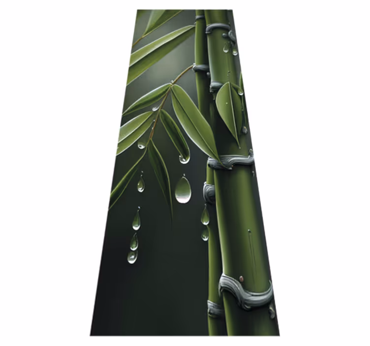 Dywan winylowy w kwiaty i rośliny bamboo z kroplami - TenStickers