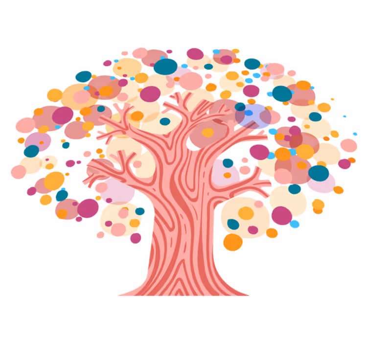Dywan winylowy w kwiaty i rośliny silhouette kolorowego drzewa - TenStickers
