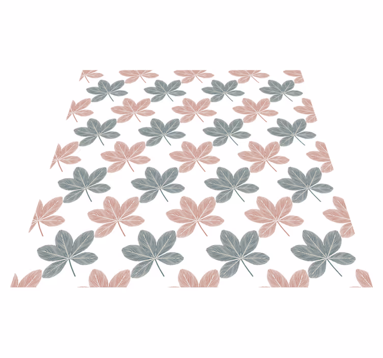 Dywan winylowy w kwiaty i rośliny w różowe i niebieskie liście - TenStickers