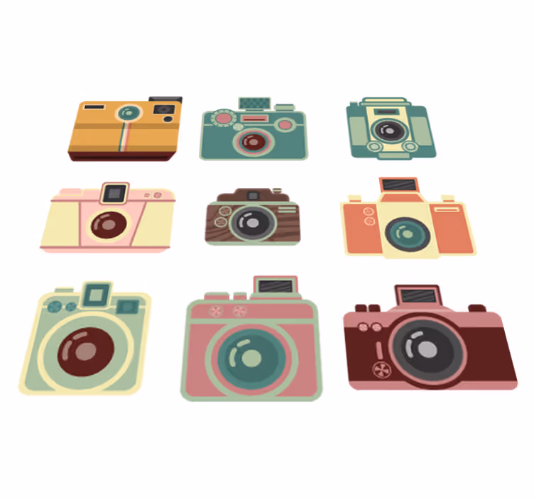 Dywan winylowy do jadalni z vintage aparatami - TenStickers