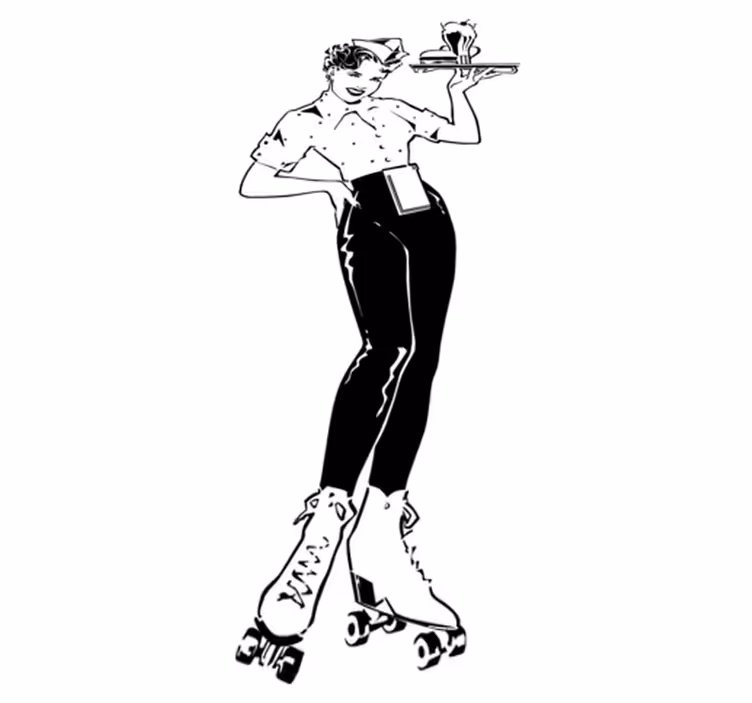 Dywan winylowy do kuchni w stylu vintage kelnerki - TenStickers