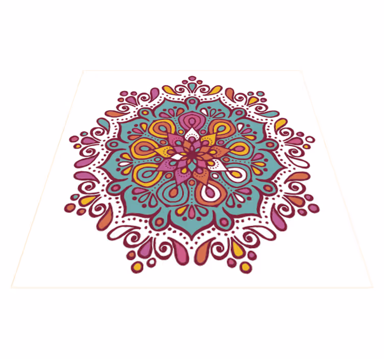 Dywan winylowy do kuchni kolorowa mandala w kafelki - TenStickers
