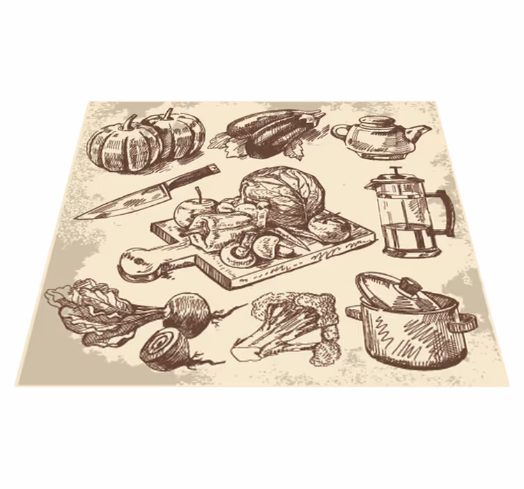 Dywan winylowy do kuchni z ilustracją vintage - TenStickers
