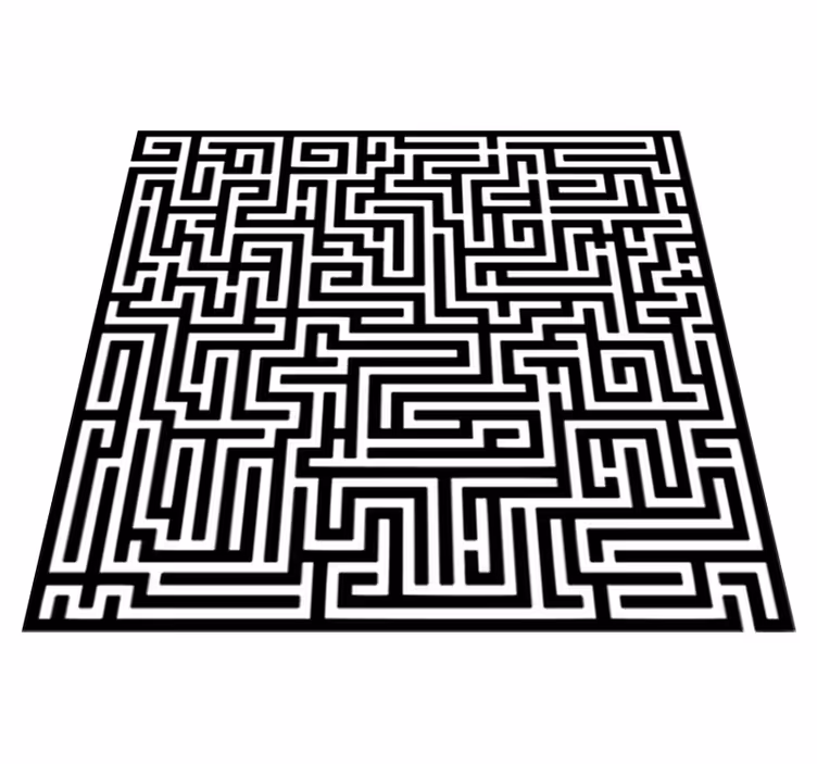 Dywan winylowy do jadalni labirynt czarno-biały - TenStickers