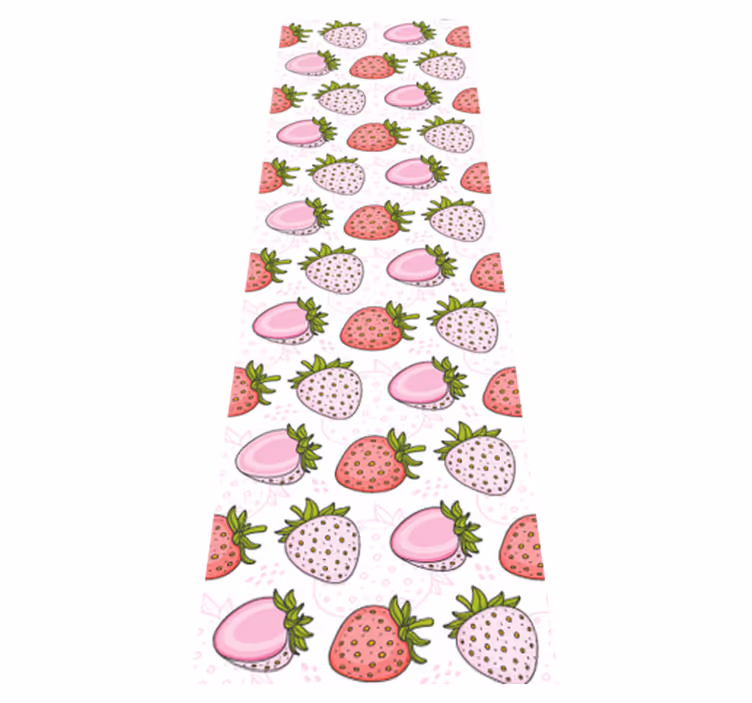Dywan winylowy do kuchni truskawki w różu i czerwieni - TenStickers