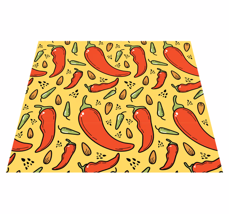 Dywan winylowy do kuchni w czerwone i zielone chili - TenStickers