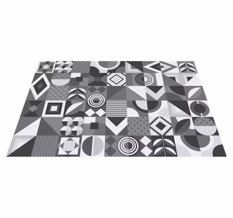 Dywan winylowy do łazienki szare geometryczne płytki - TenStickers