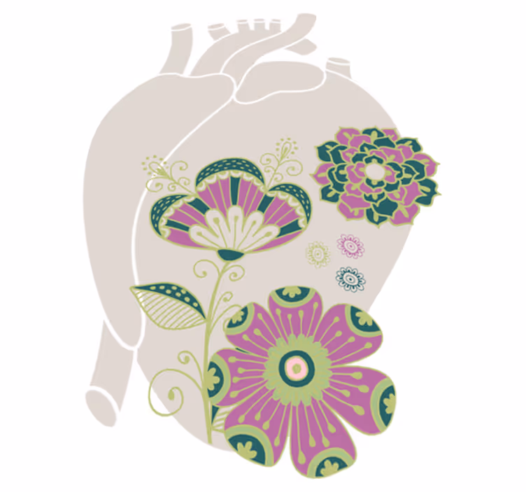 Dywan winylowy w kwiaty i rośliny z sercem anatomicznym - TenStickers