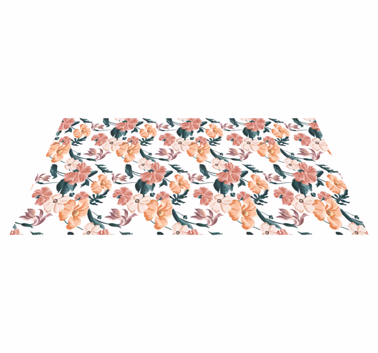 Dywan winylowy w kwiaty i rośliny w piękne pastele - TenStickers