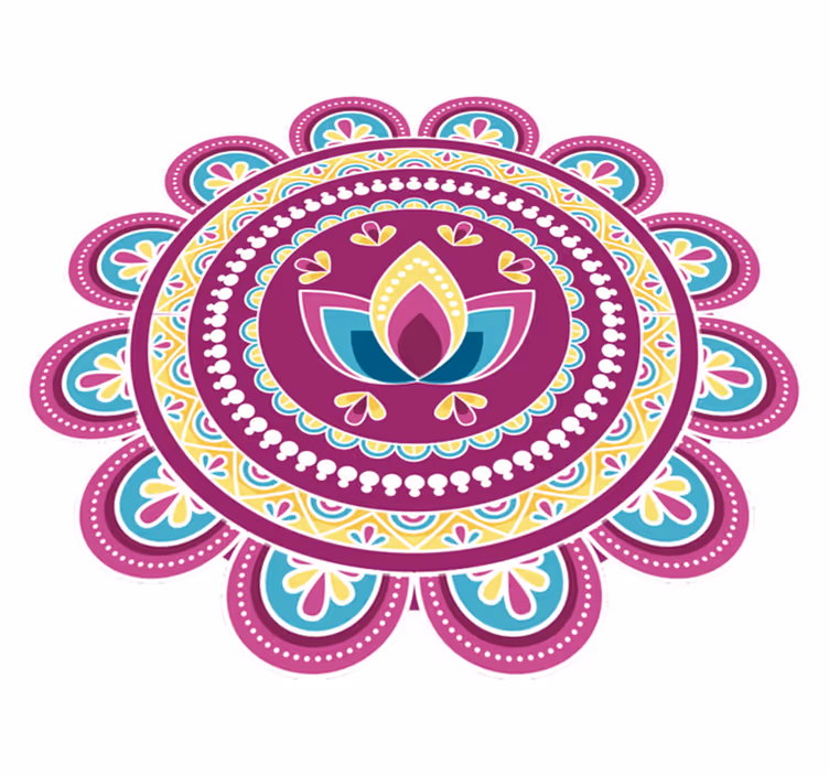 Dywan winylowy w kwiaty i rośliny mandala lotosowa - TenStickers