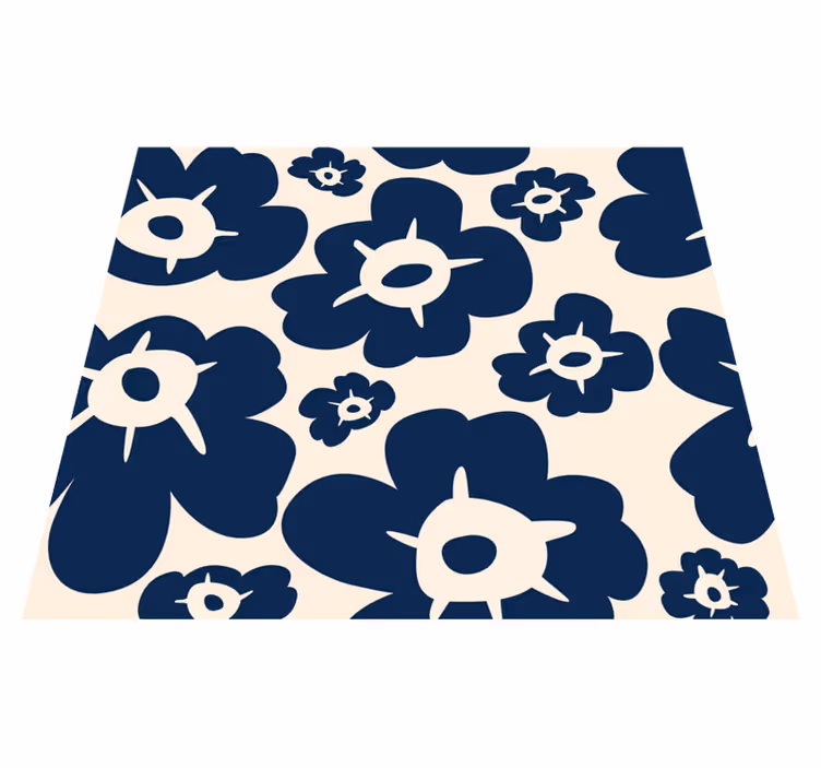Dywan winylowy w kwiaty i rośliny maki w ciemnym niebieskim - TenStickers