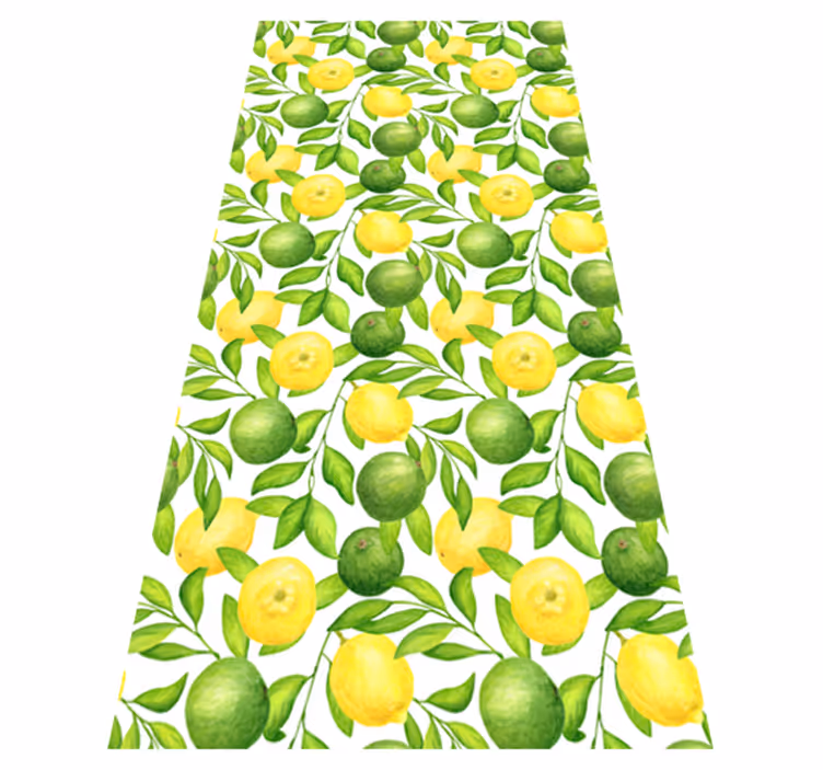 Dywan winylowy w kwiaty i rośliny w cytryny i limonki - TenStickers