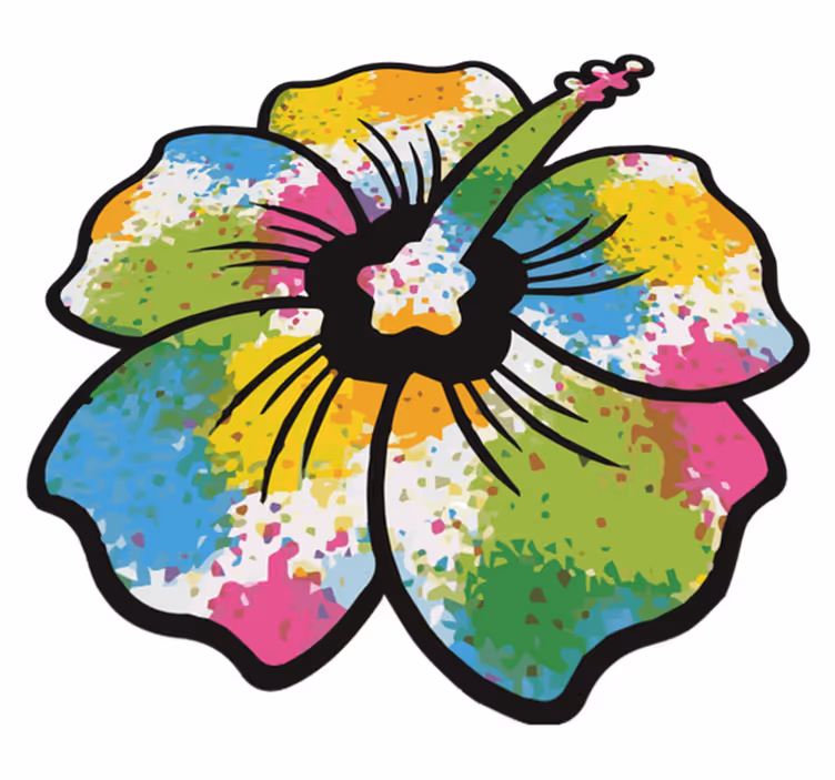 Dywan winylowy do salonu kwiaty hibiskusa w kolorach - TenStickers