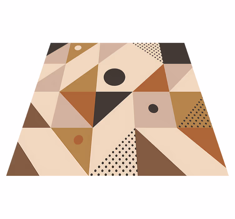 Dywan winylowy wzór geometryczny brązowy patchwork - TenStickers