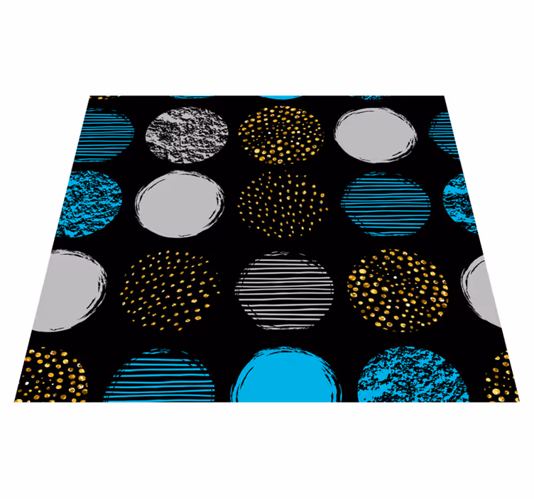 Dywan winylowy wzór geometryczny w kropki na czarnym tle - TenStickers