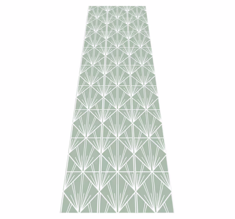 Dywan winylowy wzór geometryczny nowoczesny zielono-biały - TenStickers