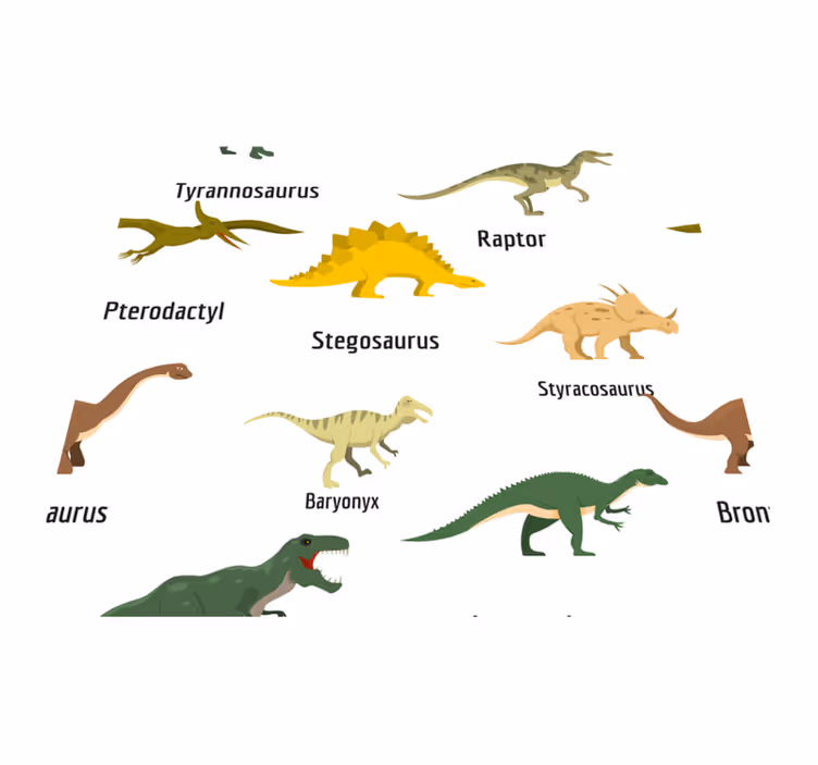 Dywan winylowy do salonu realistyczne dinozaury z nazwami - TenStickers