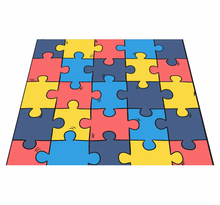 Dywan winylowy do salonu tęczowe puzzle - TenStickers
