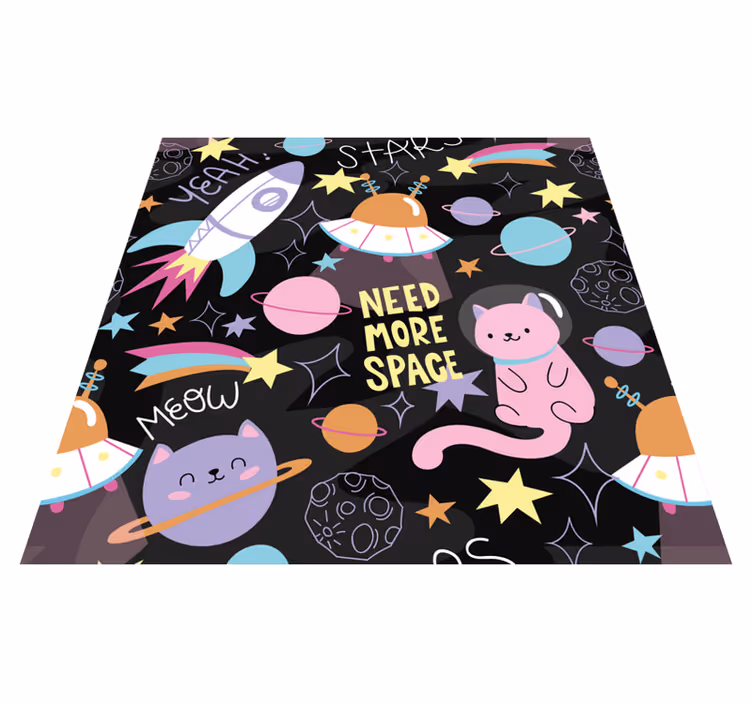 Dziecięcy dywan winylowy koty w kosmosie - TenStickers