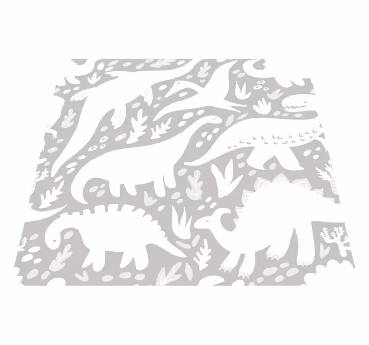 Dywan winylowy do salonu w białe dinozaury - TenStickers