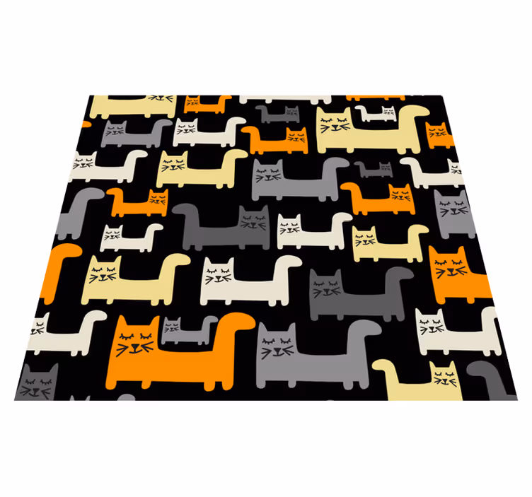 Dywan winylowy do salonu kolorowe geometryczne koty - TenStickers