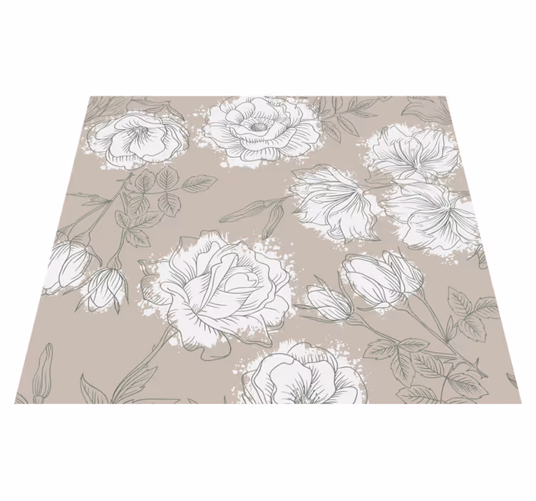 Dywan winylowy do salonu w stylu vintage z piwoniami - TenStickers