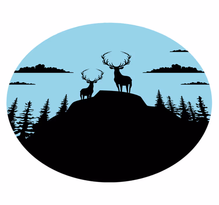 Dywan winylowy natura góra z jeleniami - TenStickers