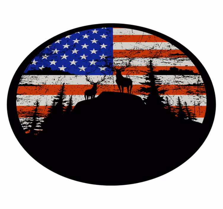 Dywan winylowy natura z sylwetką gór i flagą usa - TenStickers