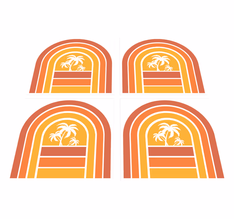 Dywan winylowy natura retro zachód słońca i palmy - TenStickers