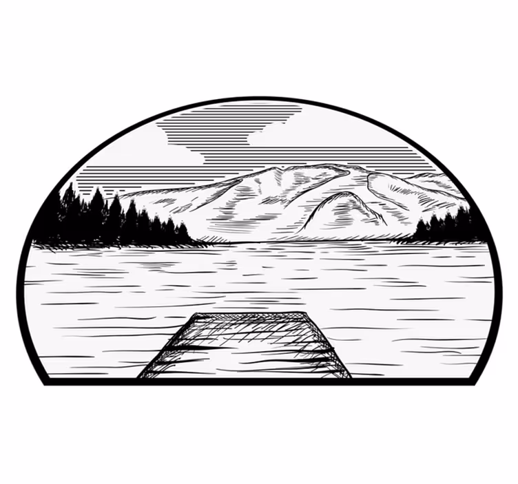 Dywan winylowy natura nad jeziorem w lesie sosnowym - TenStickers