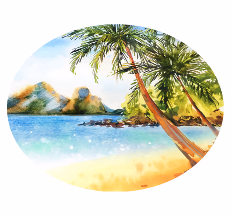 Dywan winylowy natura na tropikalnej plaży palmy - TenStickers