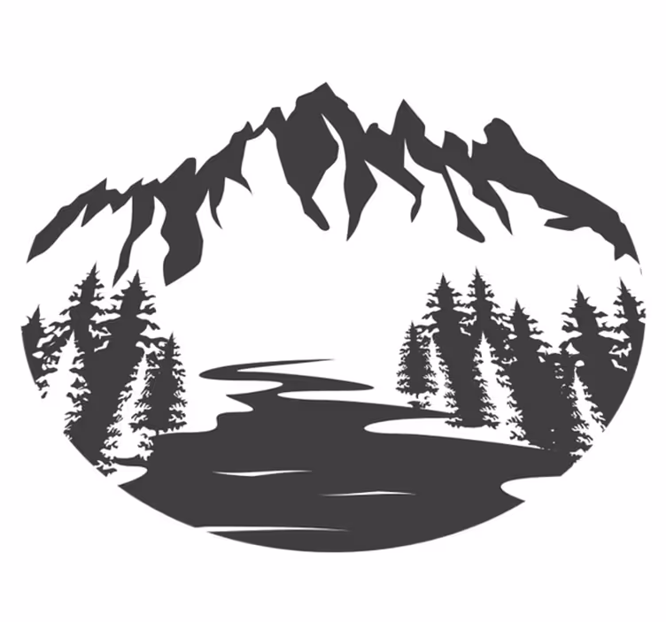 Dywan winylowy natura sylwetka górskiego krajobrazu - TenStickers