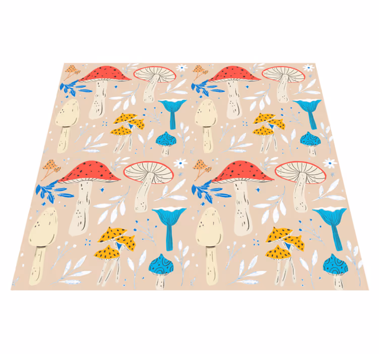 Dywan winylowy w kwiaty i rośliny na beżowym tle - TenStickers