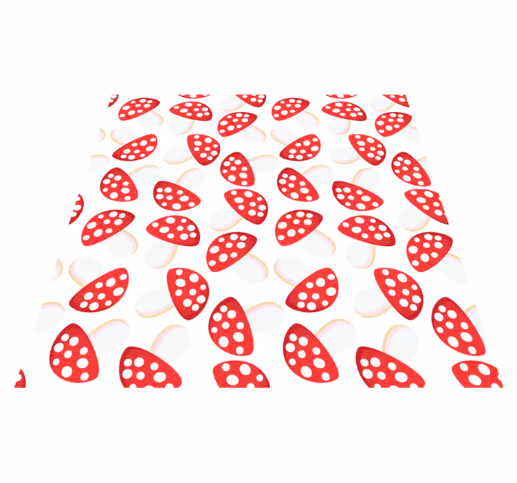 Dywan winylowy w kwiaty i rośliny z grzybami na białym tle - TenStickers