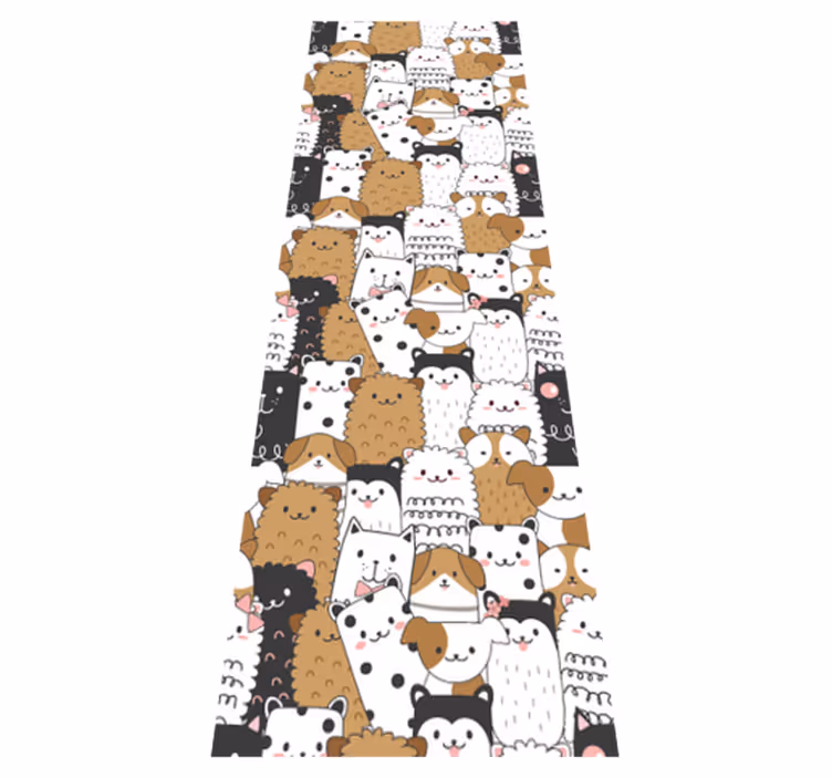 Dywan winylowy do salonu urocze psy bez szwów - TenStickers