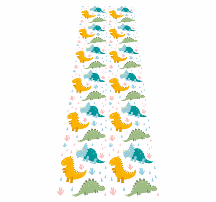 Dywan winylowy do salonu w uroczy wzór dinozaurów - TenStickers