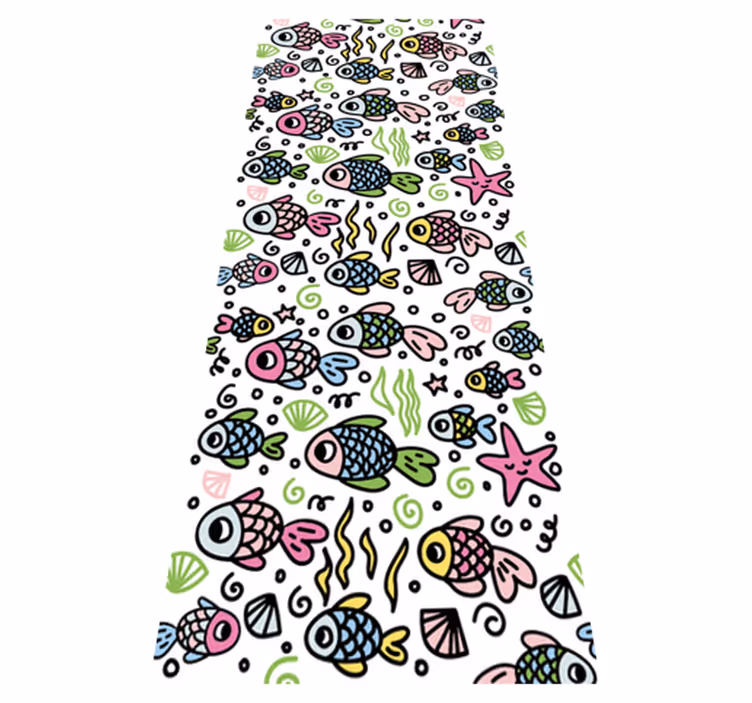 Dywan winylowy do salonu w wielokolorowe ryby - TenStickers