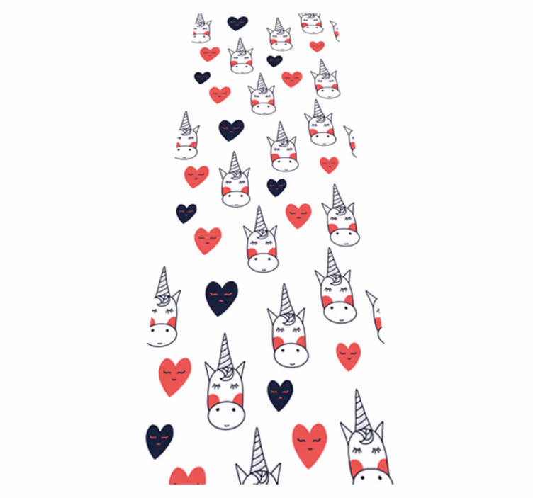 Dywan winylowy do salonu w jednorożce z sercami - TenStickers