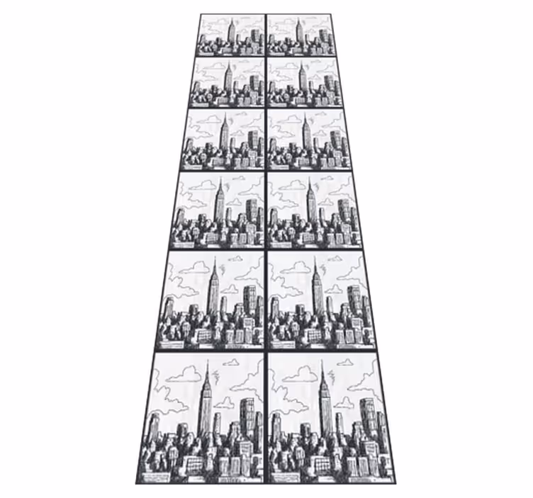 Dywan winylowy do salonu kolaż szkiców nyc - TenStickers