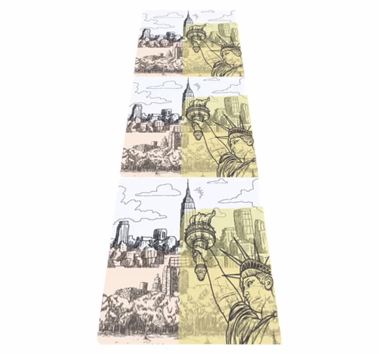 Dywan winylowy do salonu kolaż w stylu vintage nyc - TenStickers