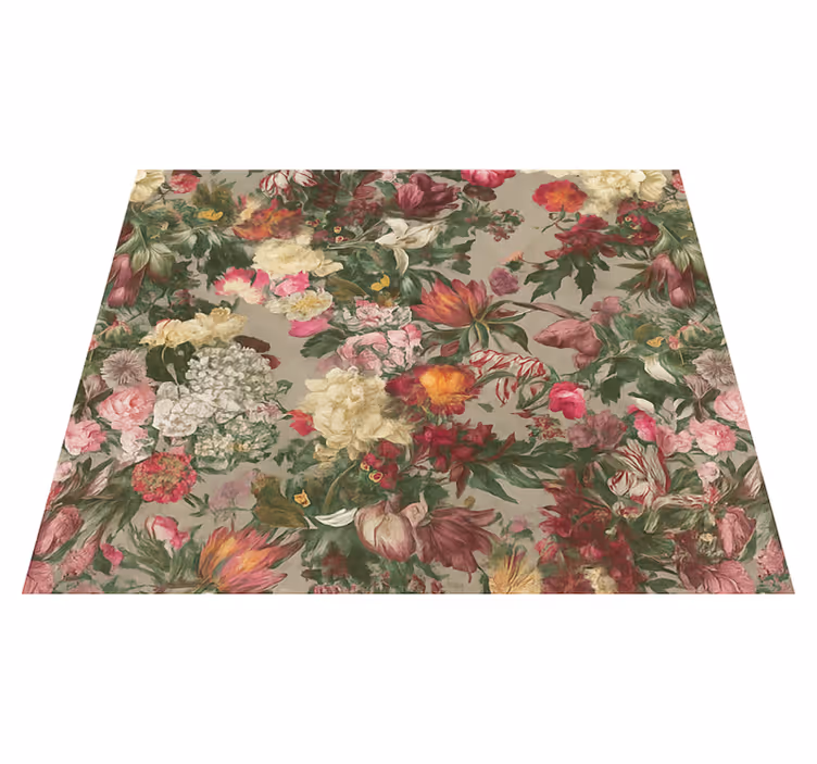 Dywan winylowy do salonu kwiaty w stylu vintage - TenStickers