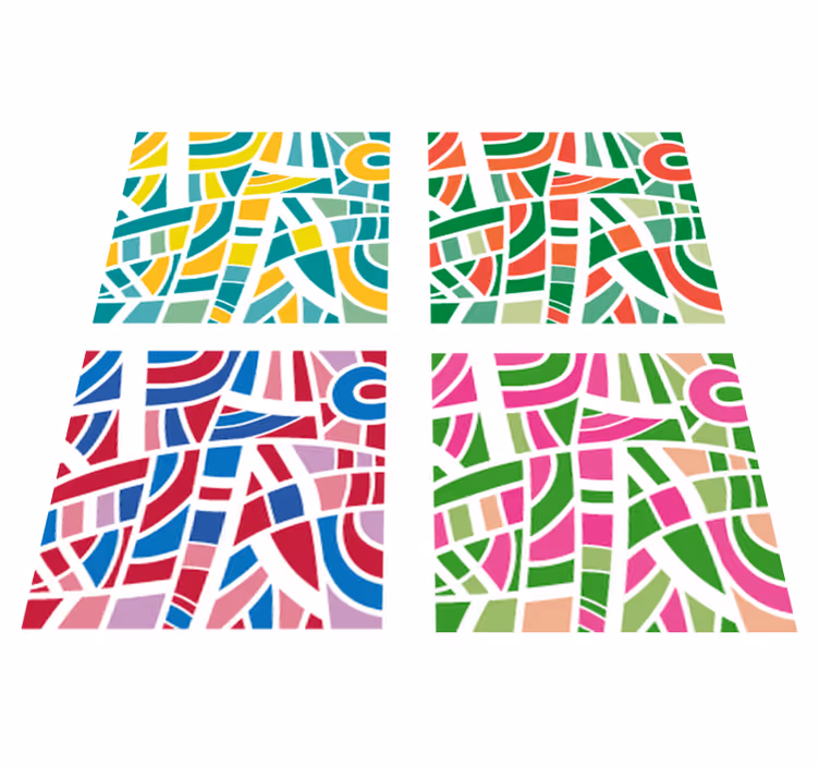 Dywan winylowy wzór geometryczny w wielokolorowe kafle - TenStickers