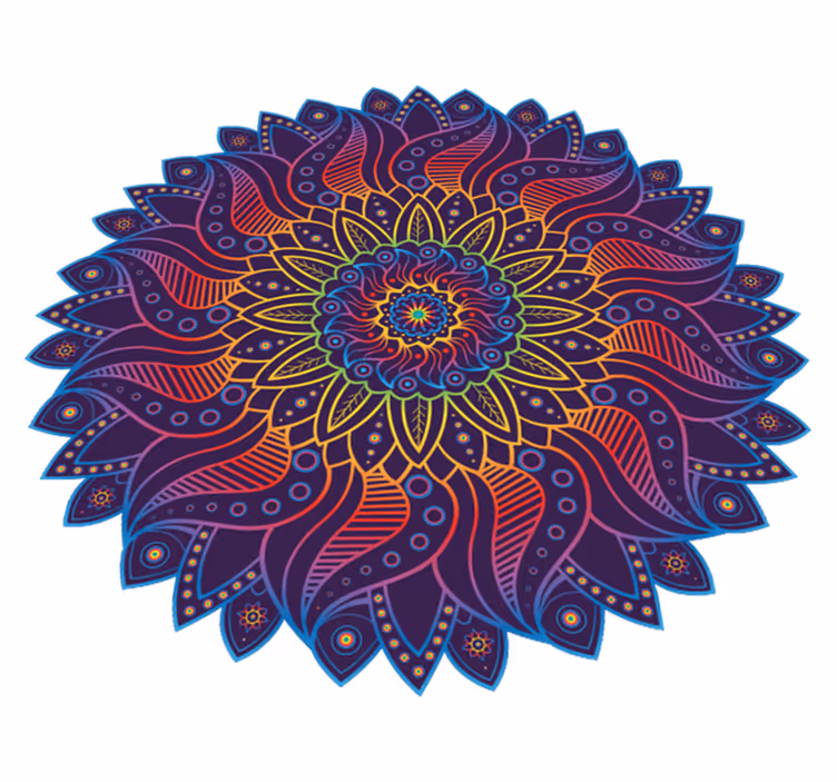 Dywan winylowy wzór geometryczny mandala tęczowa - TenStickers