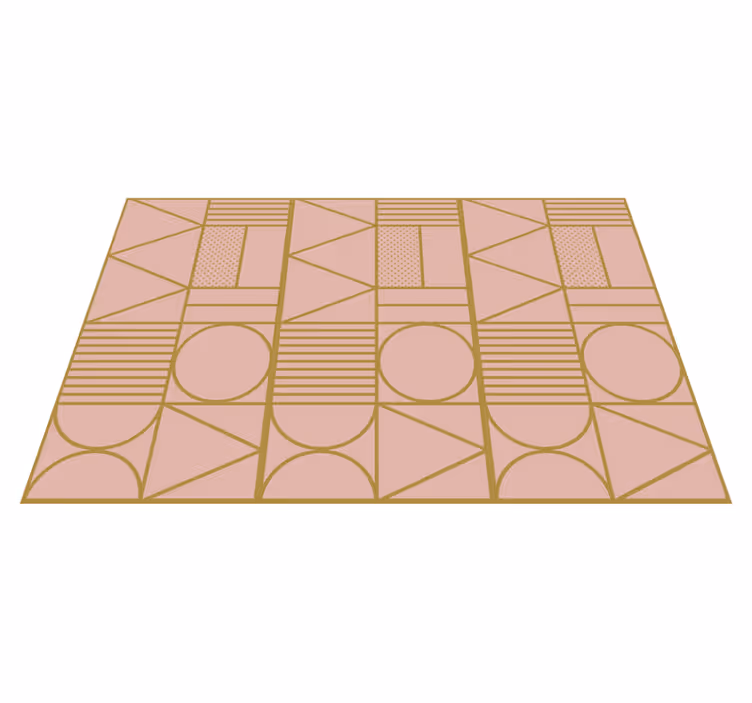 Dywan winylowy wzór geometryczny w złoto-różowe bloki - TenStickers