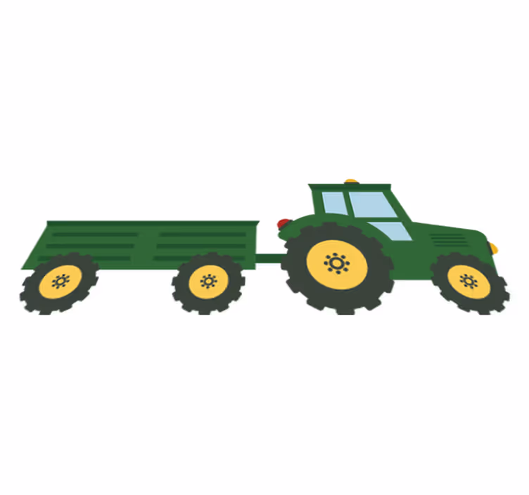 Dywan winylowy dla dziecka zielony traktor z przyczepą - TenStickers