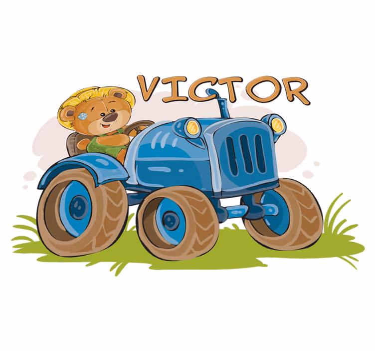 Dywan winylowy dla dziecka z personalizowanym traktorem - TenStickers