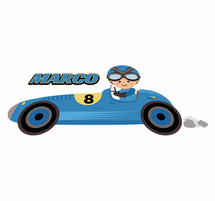 Dywan winylowy dla dziecka z samochodem f1 i imieniem - TenStickers