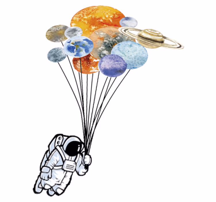 Dywan winylowy dla dziecka astronauta z kolorowymi balonami - TenStickers