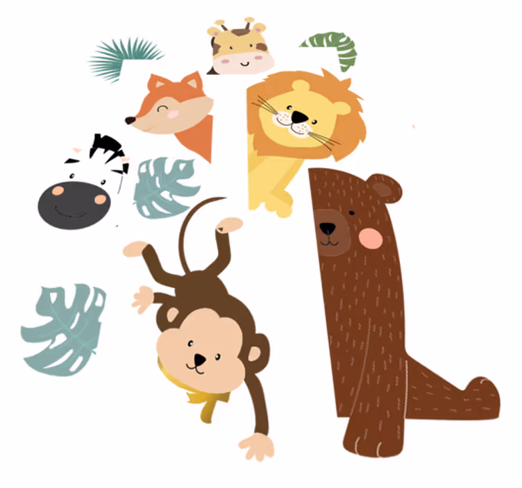 Dywan winylowy dla dziecka zwierzęta przy drzwiach - TenStickers
