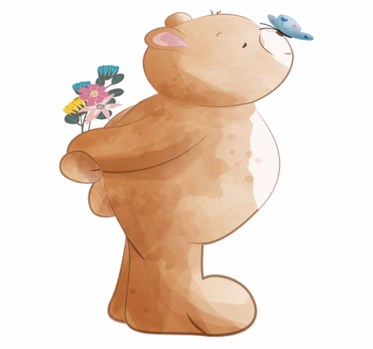 Dywan winylowy dla dziecka z misiem i motylkiem - TenStickers